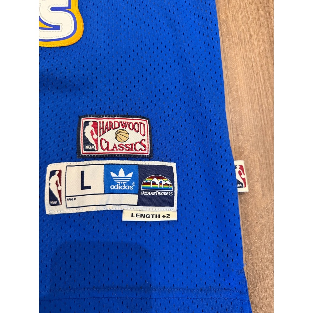 Adidas Basketball Jersey Mens L Blue Denver Nuggets Allen Iverson Rainbow Retro - Picture 3 of 5